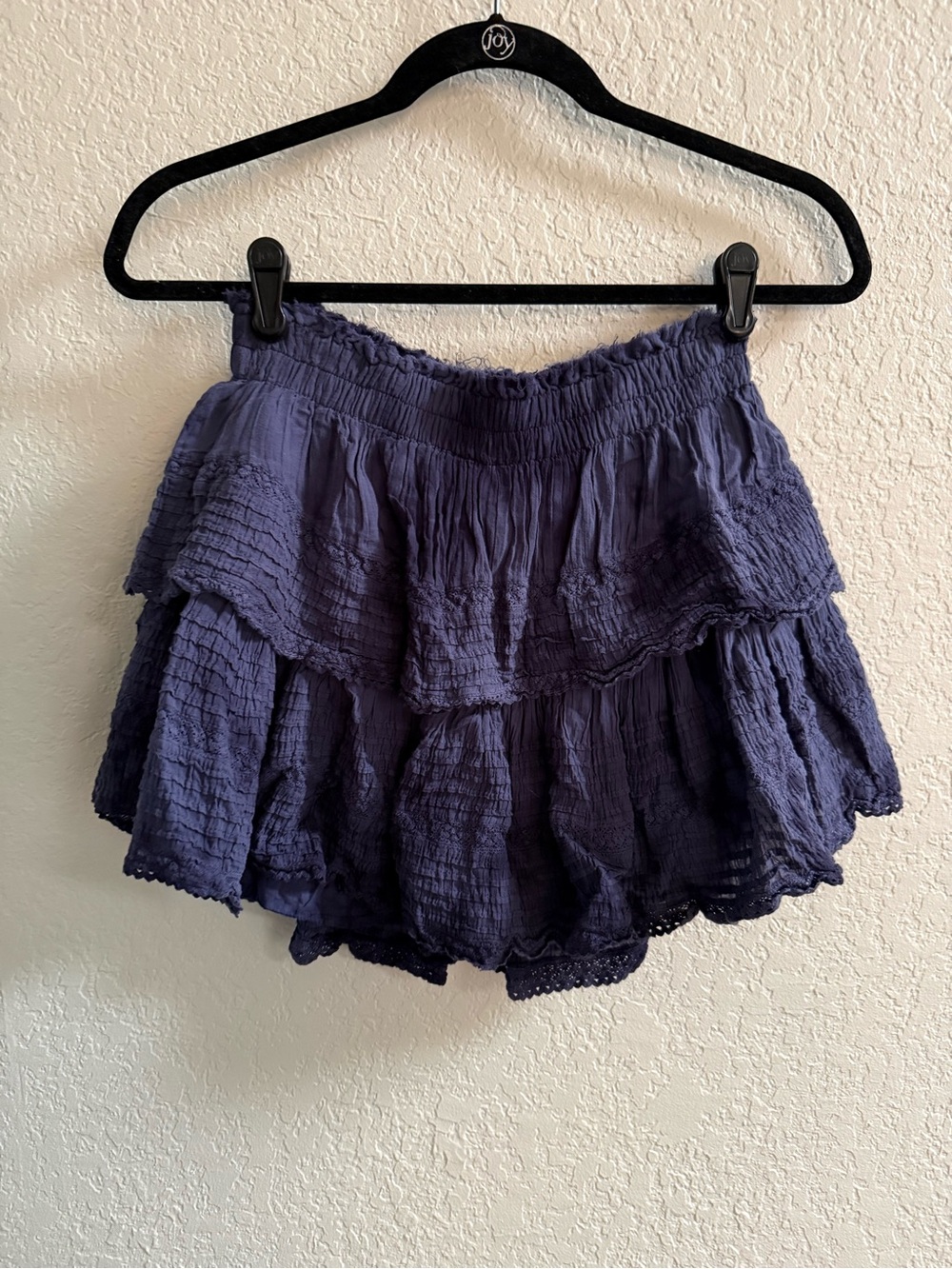 aerie Tiered Ruffle Skirt 100% Cotton in Navy Tye Dye
